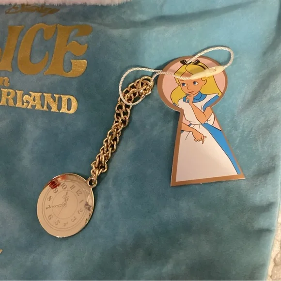 SPECTRUM Disney Alice in Wonderland White Kisslock Cosmetic Bag Clutch w/ Charm - Picture 3 of 10